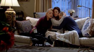 Melody Thomas Scott, Amelia Heinle and Hayley Erin as Nikki, Victoria and Claire hugging in The Young and the Restless