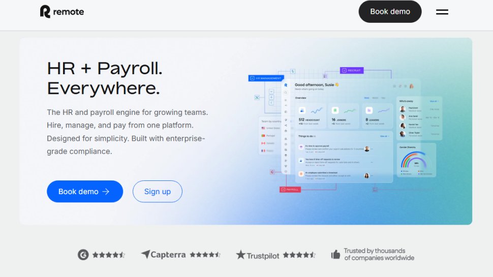Website screenshot of Remote Payroll (February, 2026)