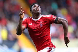 Taiwo Awoniyi of Nottingham Forest during the Pre-Season Friendly between Notts County and Nottingham Forest at Meadow Lane on July 15, 2023 in Nottingham, England.