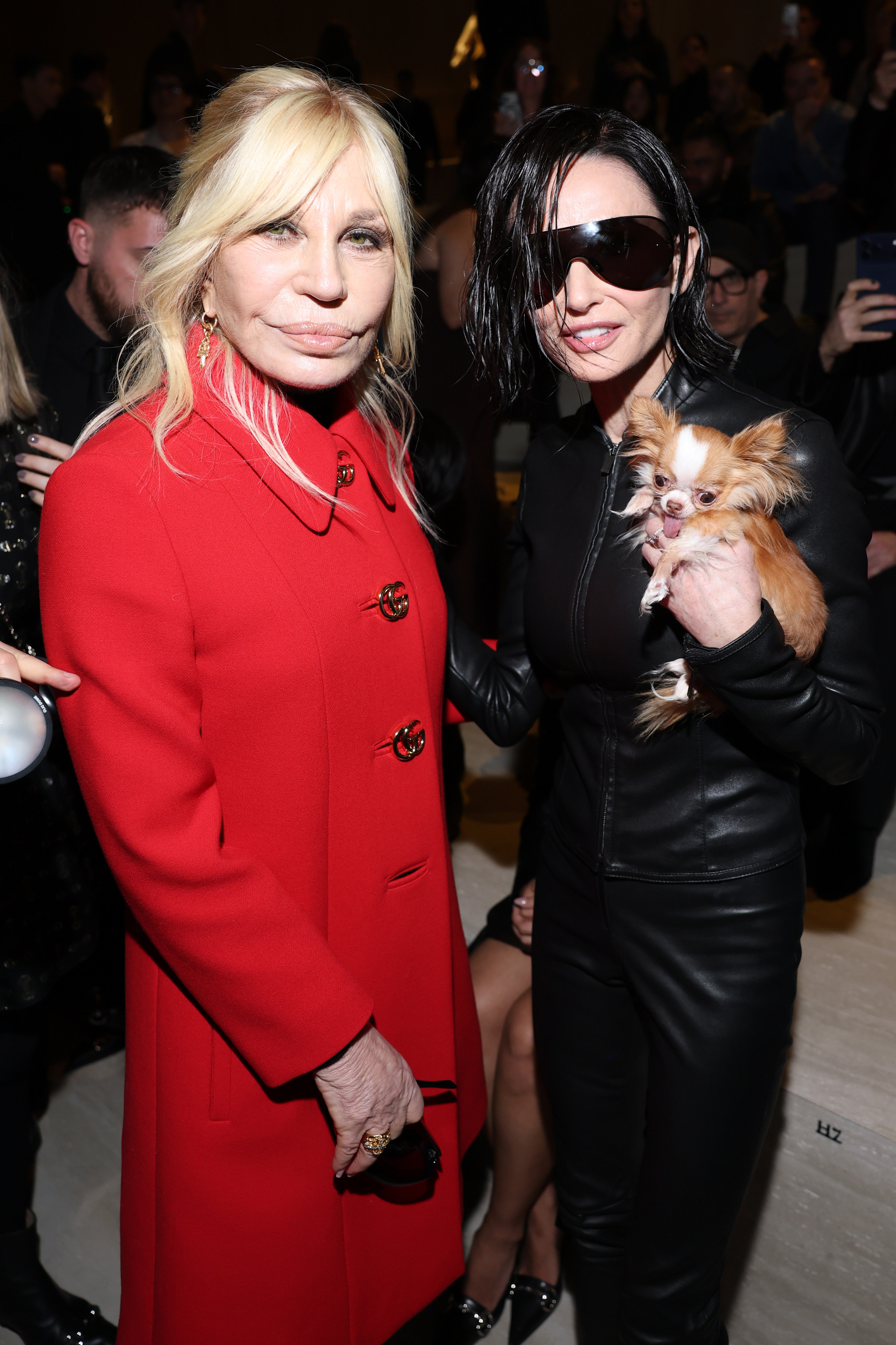 donatella versace and demi moore at gucci aw26 show