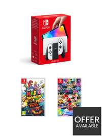 Nintendo Switch OLED white console with Super Mario 3D World + Bowser's Fury Plus Mario Kart Deluxe: was £389.97, now £379.97 (save £10)
