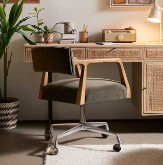 grey velvet office chair
