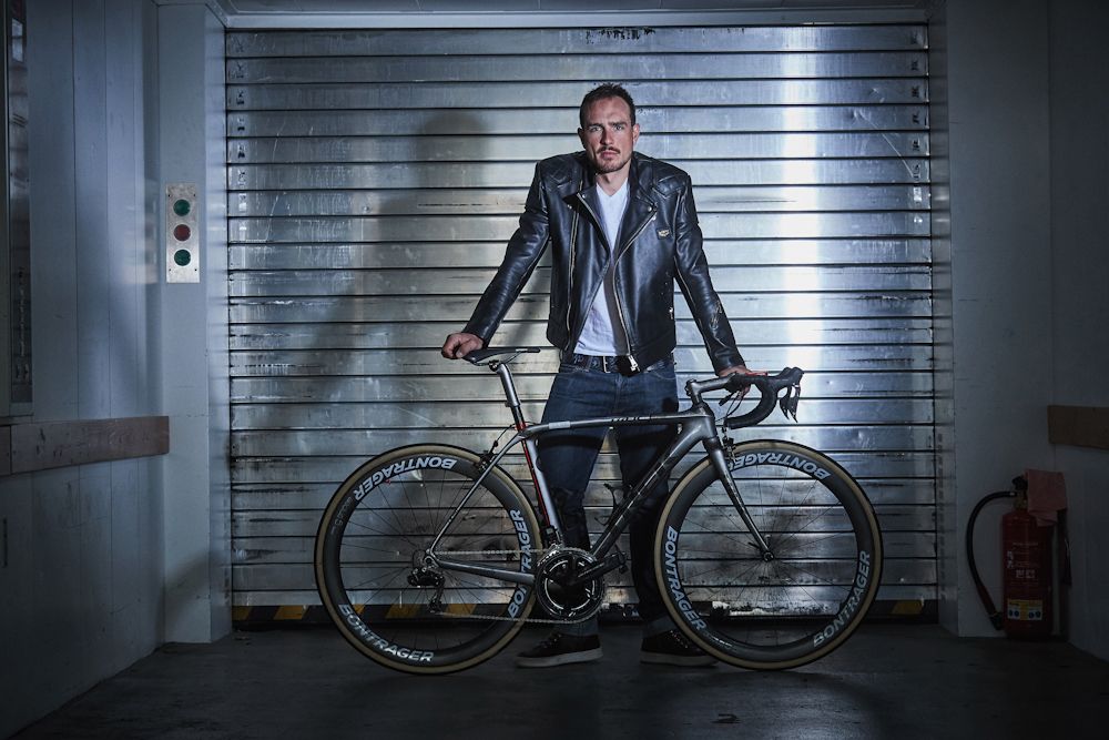 John Degenkolb poses with his new custom Trek Domane SLR
