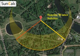 Another alignment in the gardens occurs between a pathway and the rising sun during the winter solstice, the shortest day of the year. 