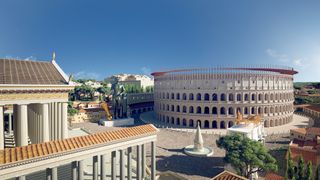 An digital reconstruction of ancient Rome. 