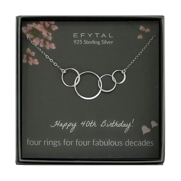 the best 40th birthday gifts include the efytal four circle sterling silver necklace with gift box