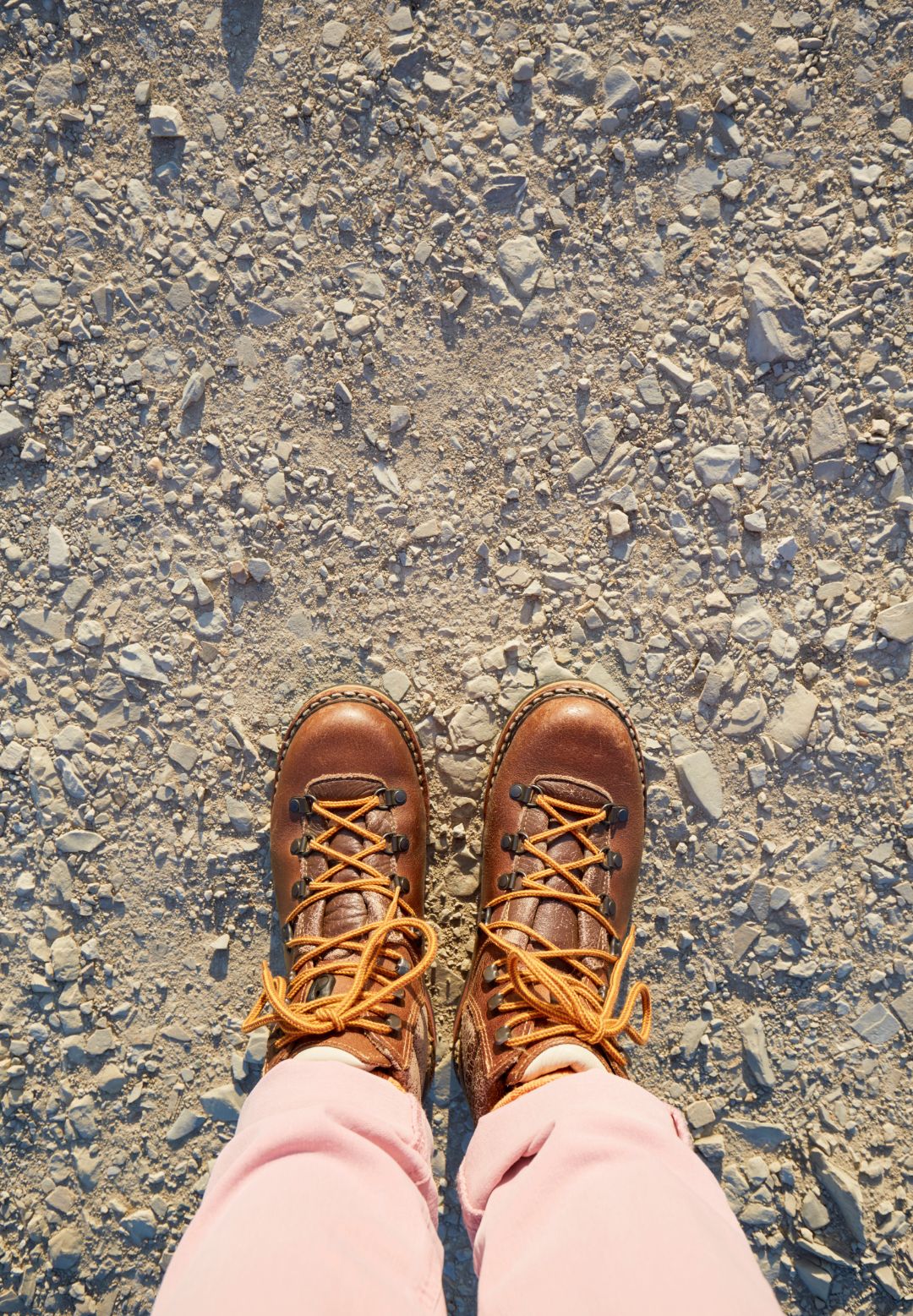 A photo of women's hiking boots during a silent walking challenge