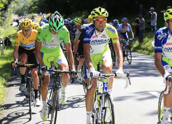 Ivan Basso leads a group with Peter Sagan
