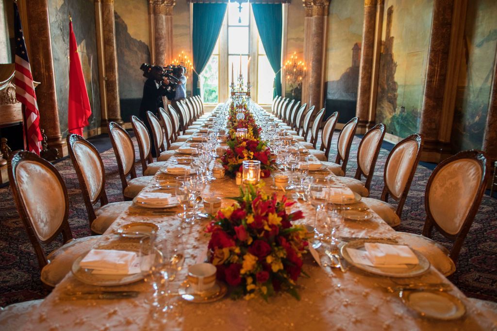 Mar-a-Lago all decked out for dinner.