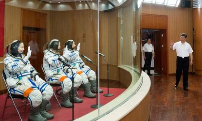 Chinese President Xi Jinping sees the latest set of astronauts off on June 11 ahead of their manned space mission.