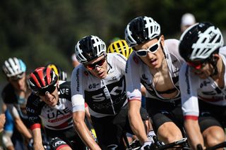 Team Sky's Chris Froome and Geraint Thomas on the climb to La Rosiere