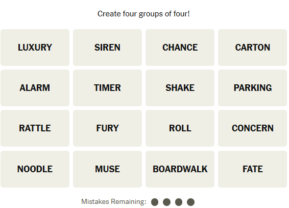 The New York Times Connections puzzle on March 20, 2026