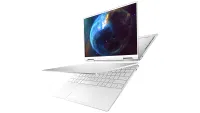 Dell XPS 13 2-in-1 laptop depicted with screen at various angles
