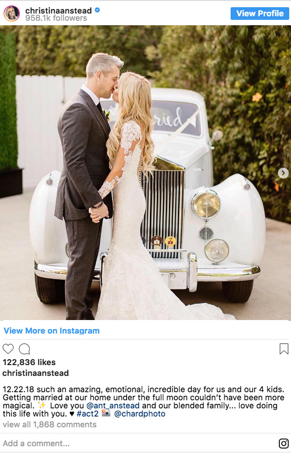 christina el moussa wedding instagram screenshot 2019