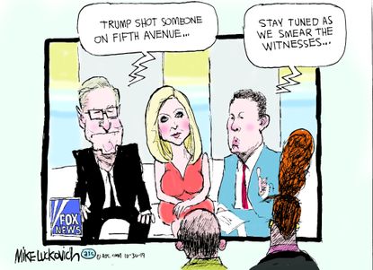 Political Cartoon U.S. Trump Fox News Vindman Smear Witnesse