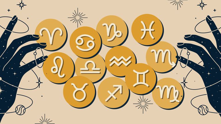 Representation of the zodiac signs in a money-related background
