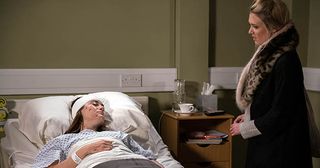 With Chrissie White in hospital Rebecca White heads to the Young Offenders to visit Lachlan but why in Emmerdale.