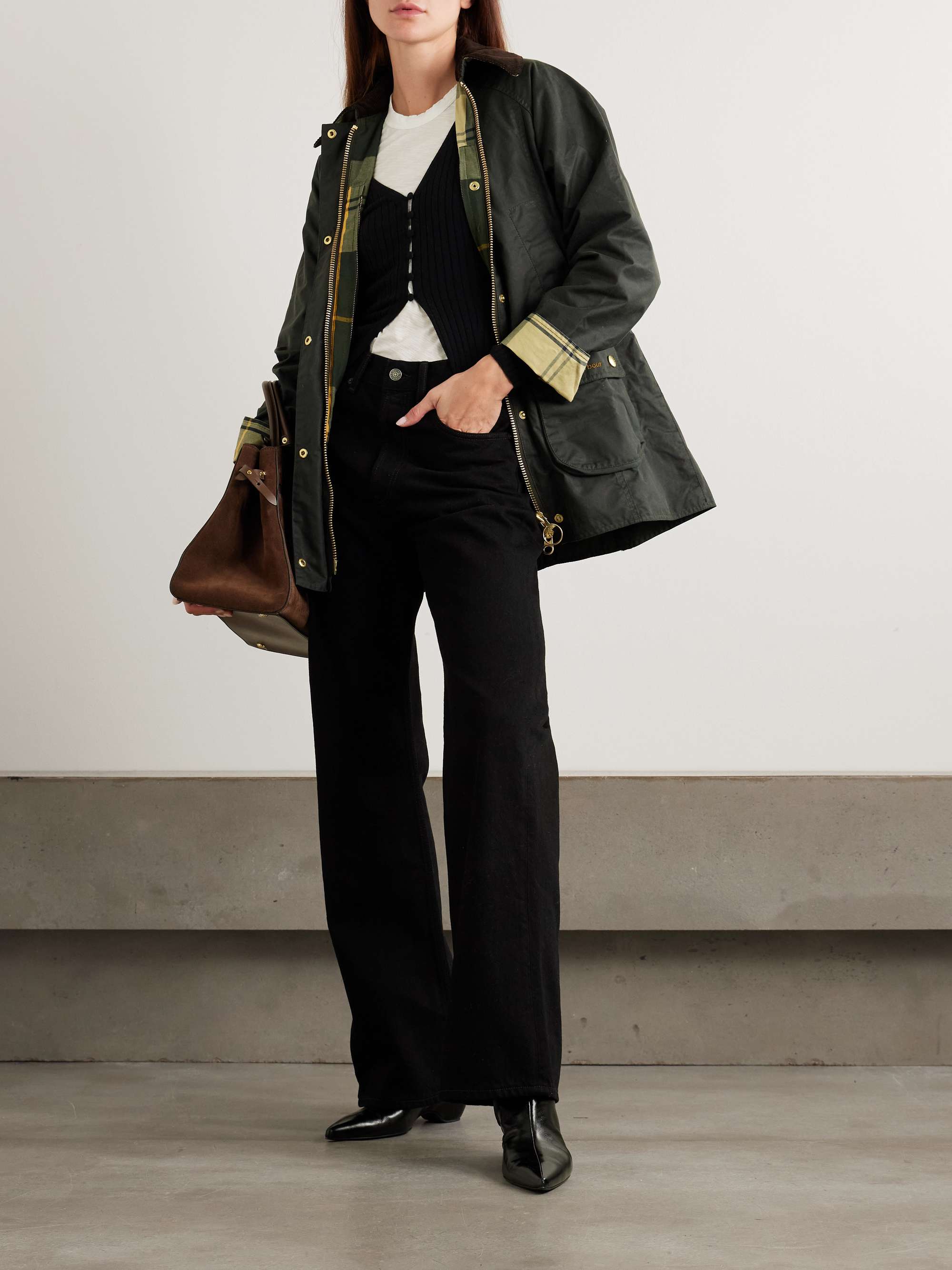 Beadnell Corduroy-Trimmed Waxed-Cotton Jacket