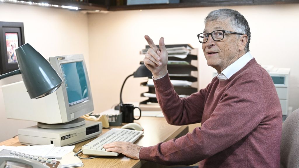 Bill Gates during the "I Could Jump It" sketch on The Tonight Show starring Jimmy Fallon