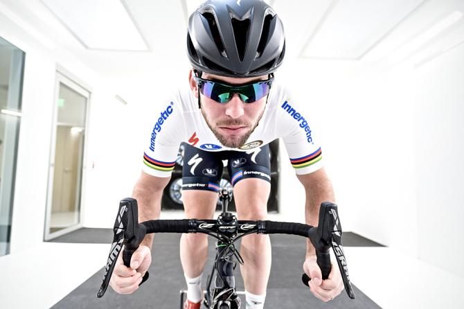 Mark Cavendish (Omega Pharma Quickstep) looks to improve his road position