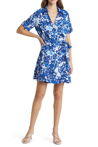 Vince Camuto Floral Collared Wrap Dress