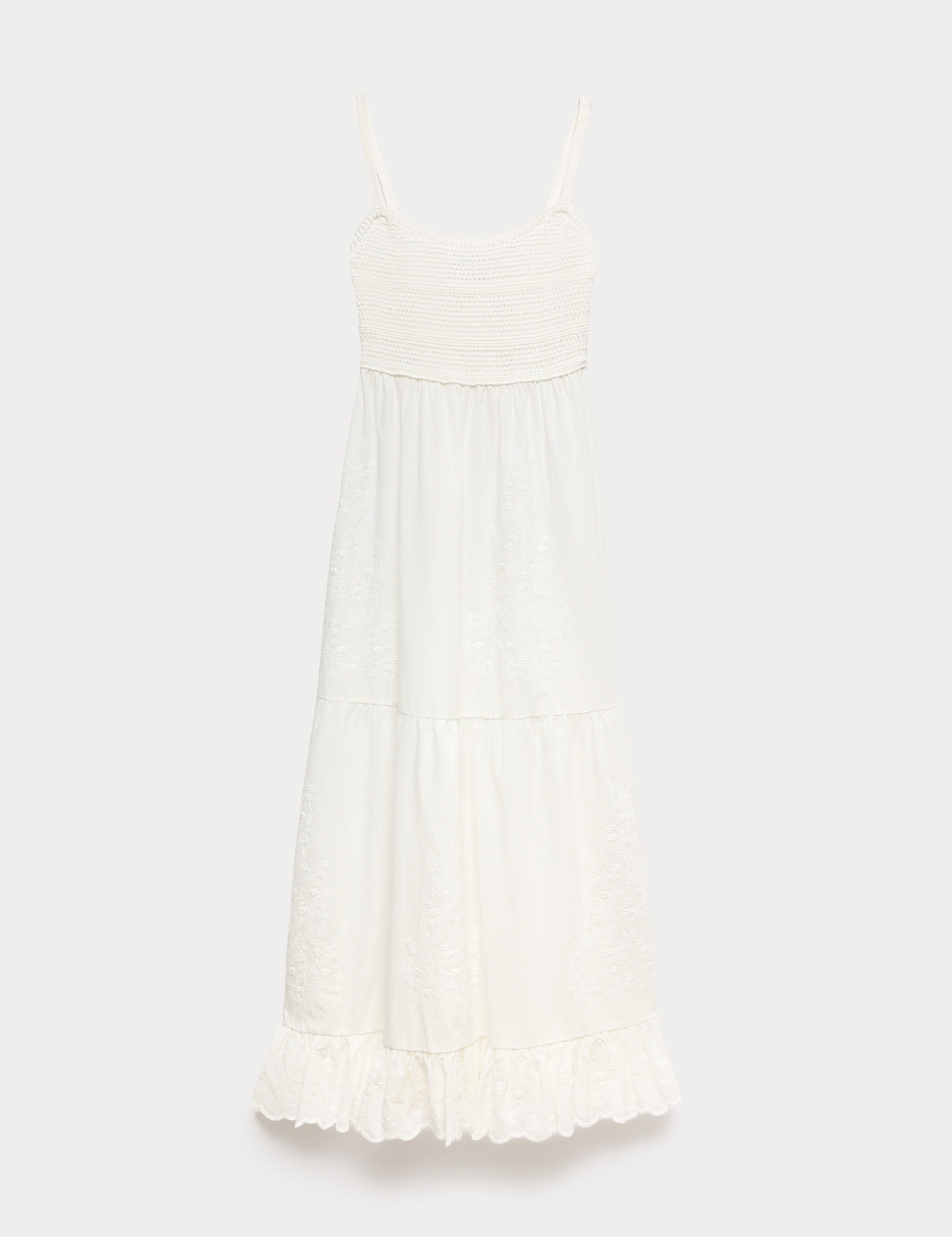 Cotton Blend Ruffle Midaxi Knitted Dress