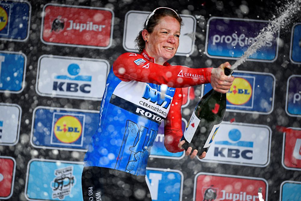 Kirsten Wild celebrates winning 2019 gent-Wevelgem