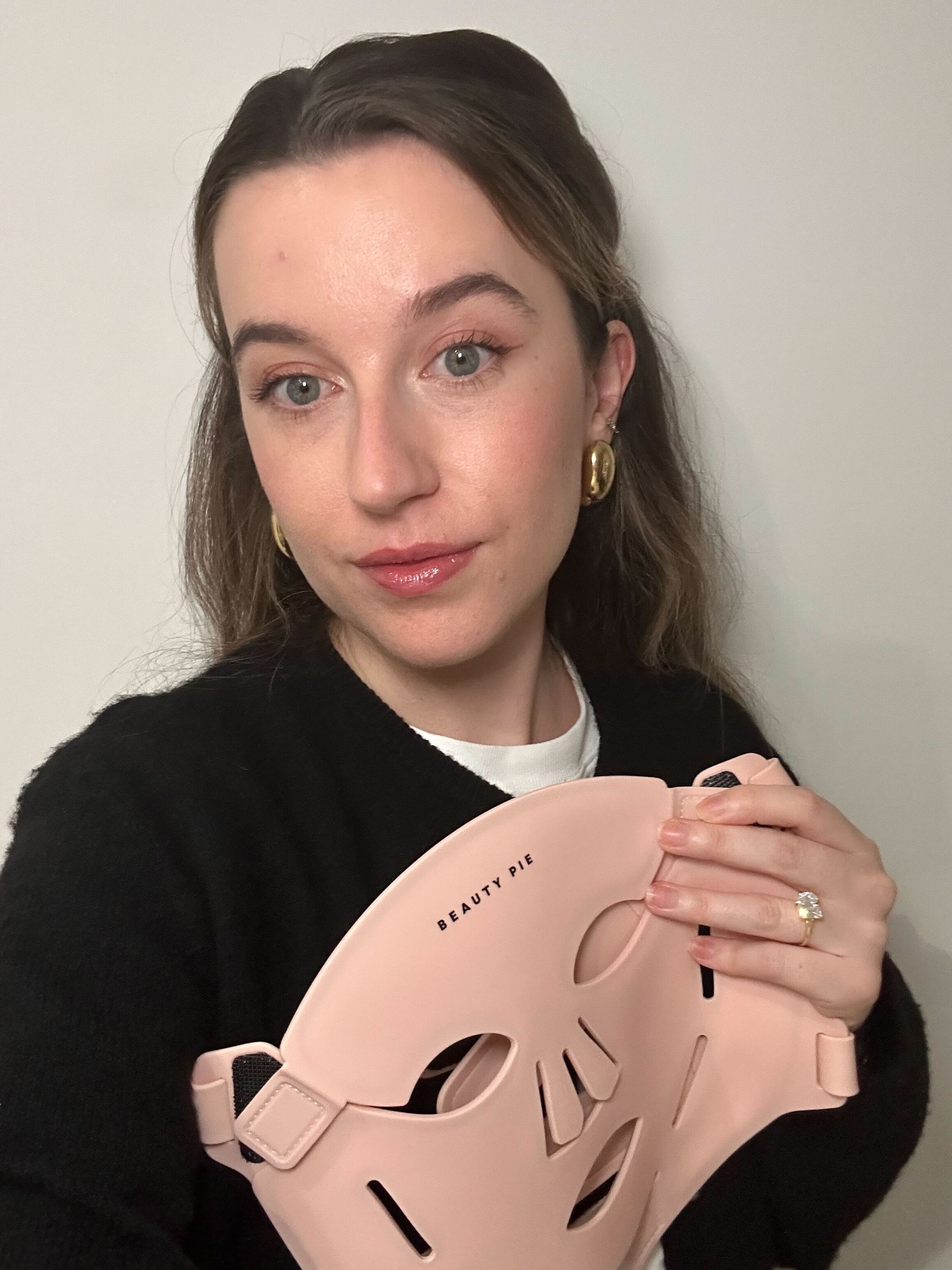 Grace Lindsay testing Beauty Pie The Dynamo LED Mask