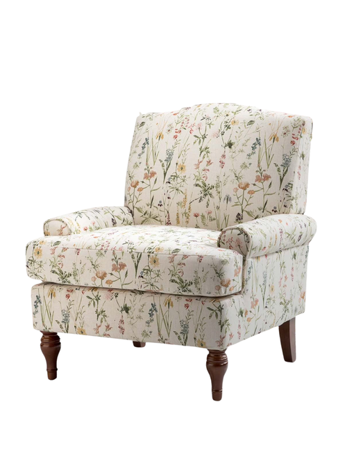 Floral Accent Chair With Removable Cushion