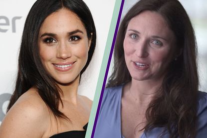 a split template showing Meghan Markle and her niece Ashleigh Hale