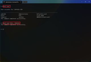 Command Prompt delete account