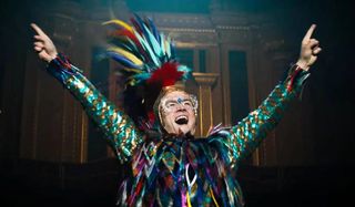 Rocketman Taron Egerton in one of Elton John's wild costumes
