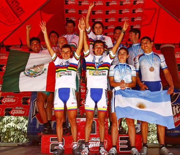 The team relay podium