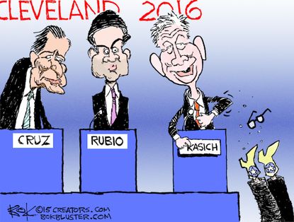 Political cartoon U.S. GOP Debate Perry Kasich