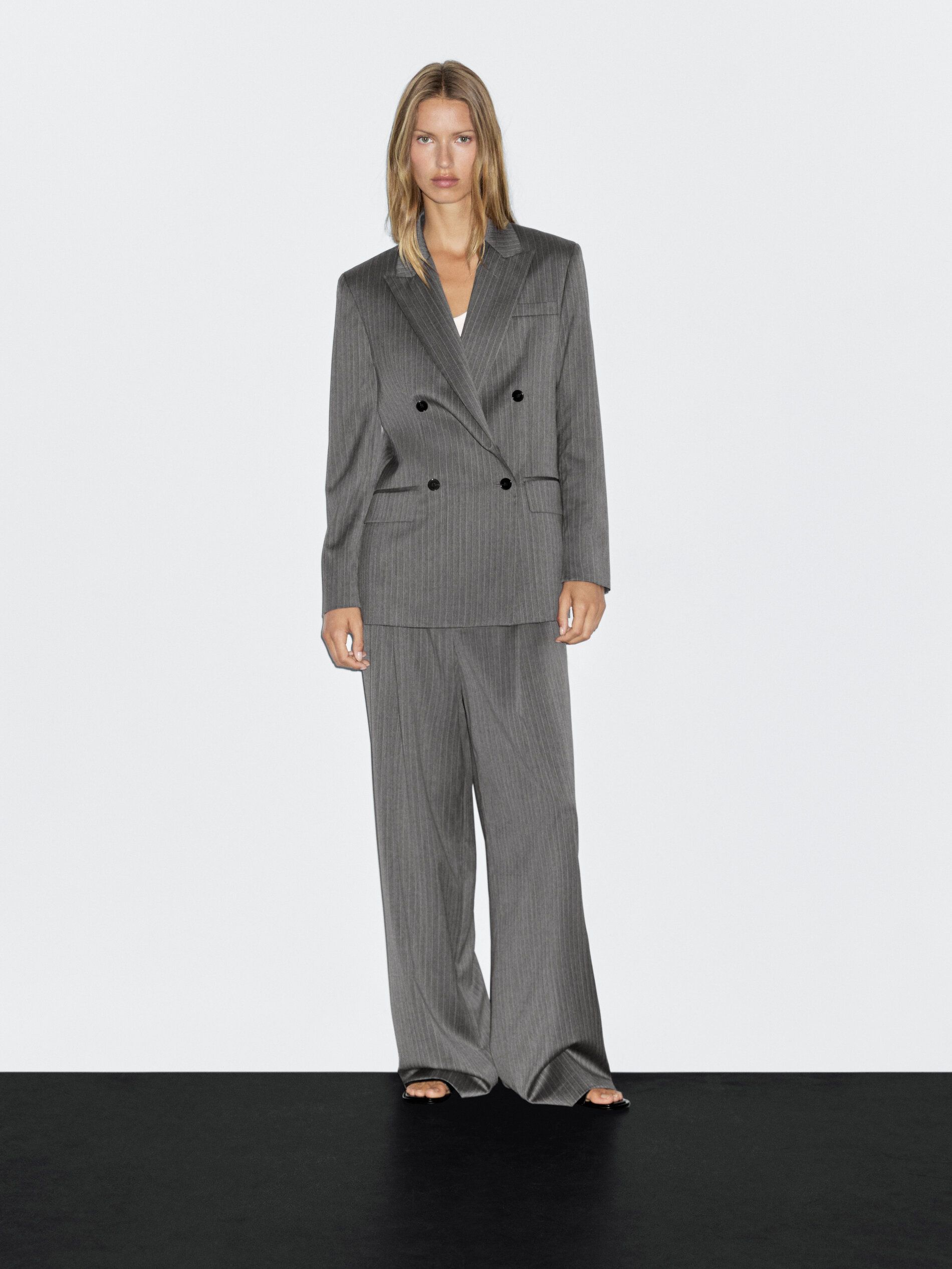 Pinstripe Wool Blazer