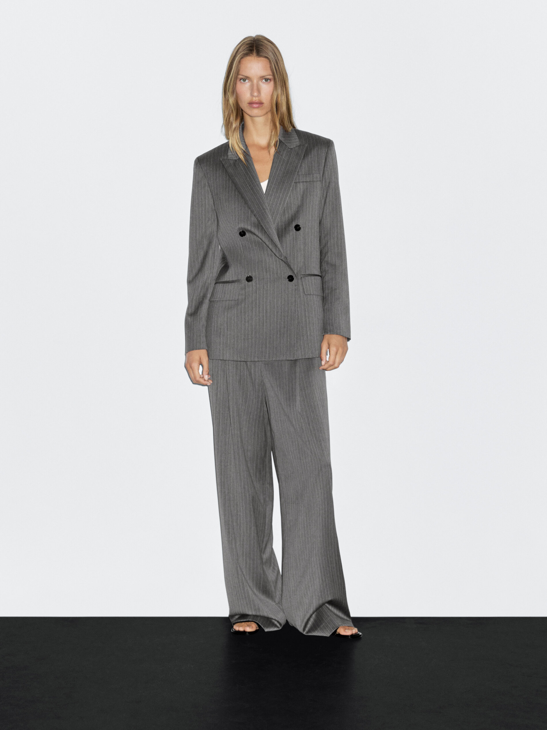 Pinstripe Wool Blazer