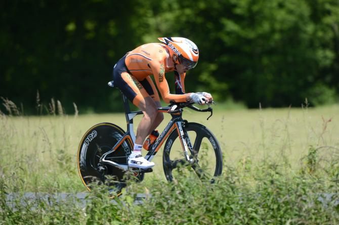Sammy Sanchez (Euskaltel-Euskadi) in action at the Crit&eacute;rium du Dauphin&eacute; time trial