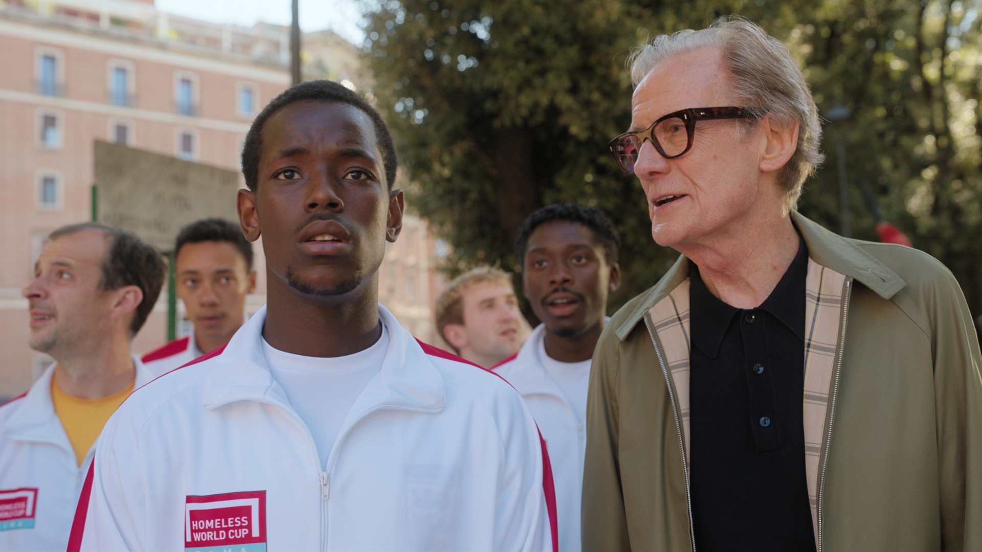 Micheal Ward and Bill Nighy in The Beautiful Game