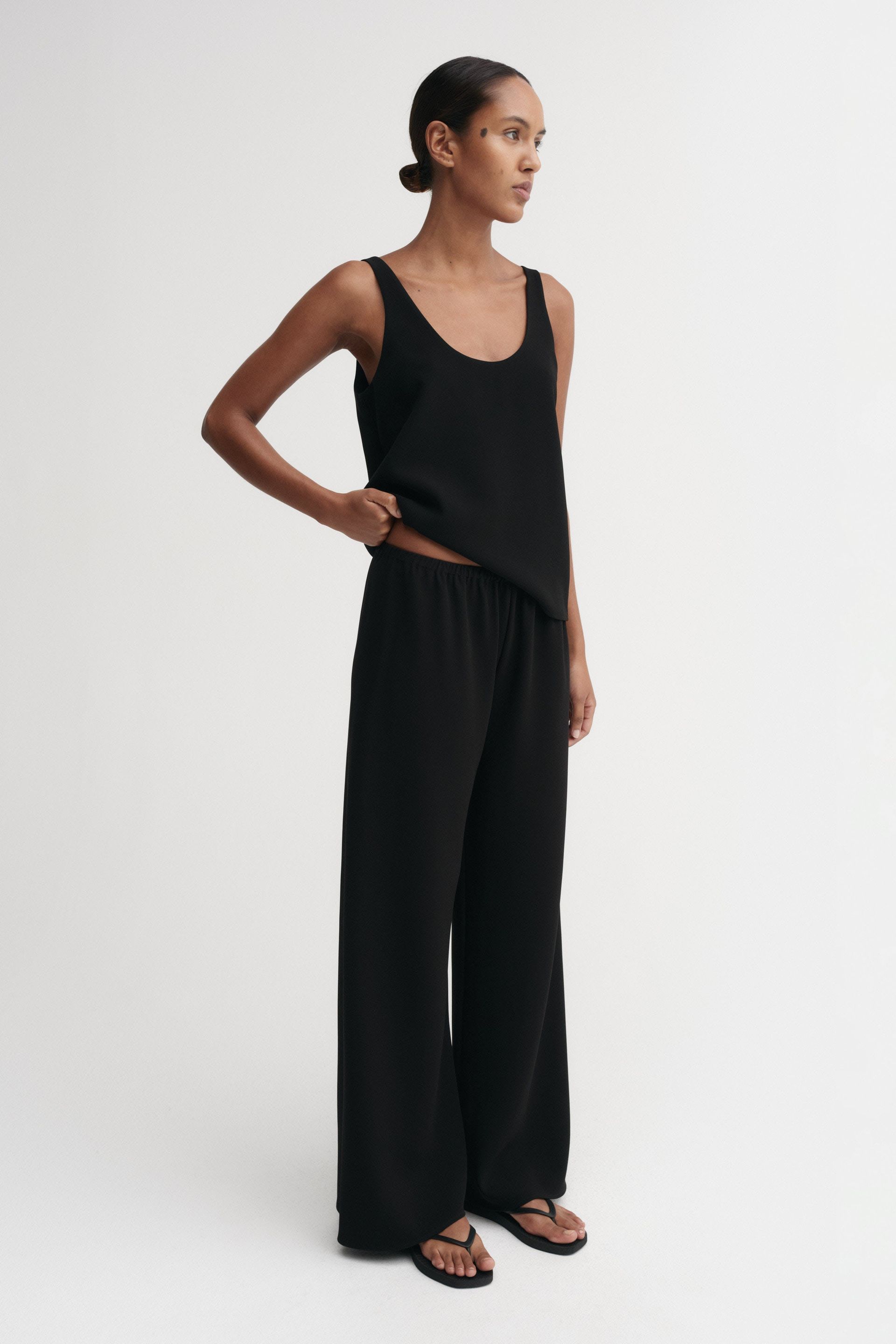 Bea Crepe Pants, Black
