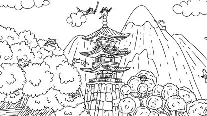 Stealthy cats hide in trees in a screenshot from 100 Ninja Cats