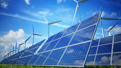 Solar panels and wind turbines 