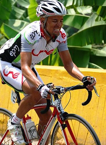 Mauricio Ortega feels the burn at the finish.