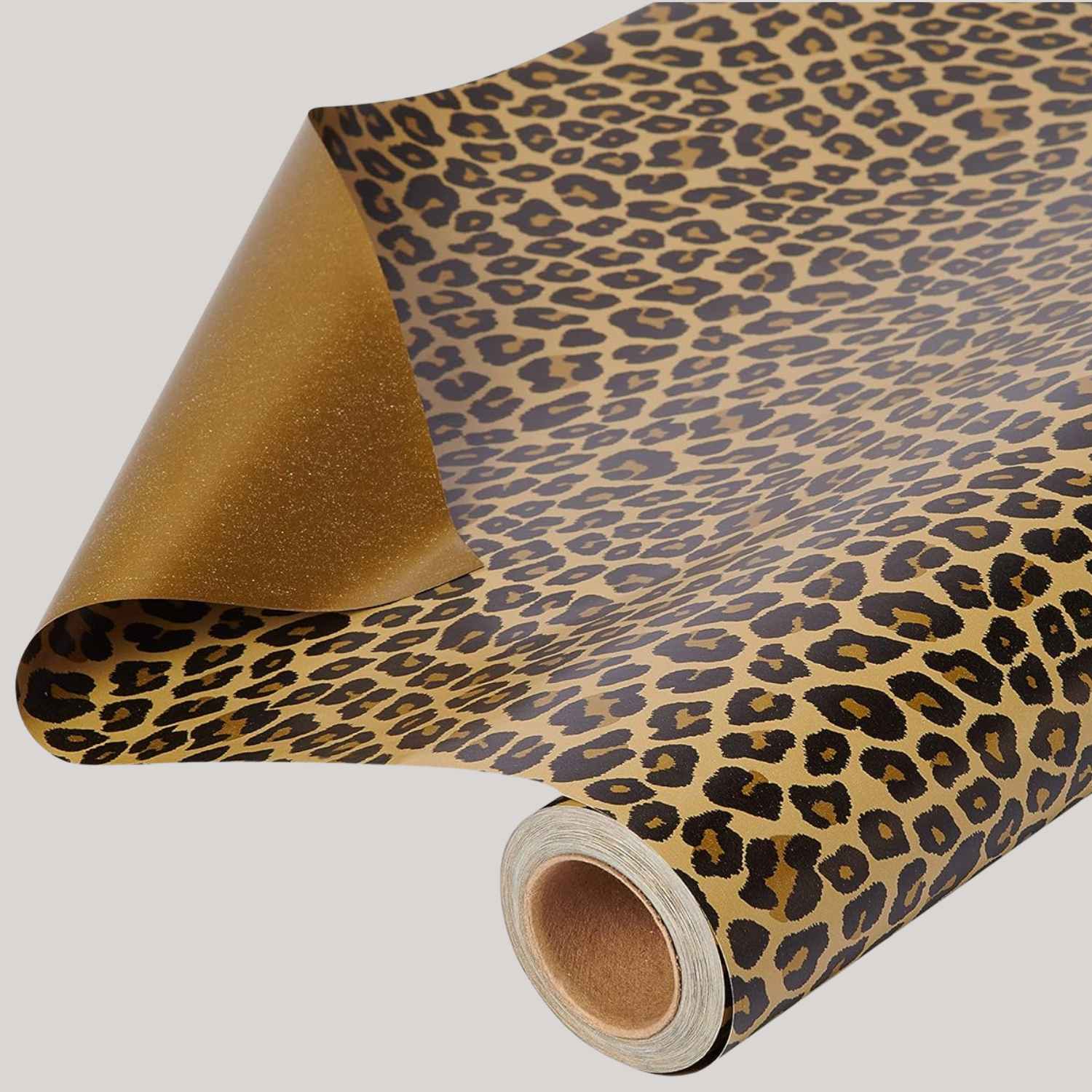 A scroll of leopard print gift wrap