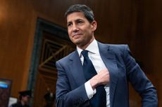 Kevin Warsh arrives for his Senate Banking, Housing and Urban Affairs Committee confirmation hearing in Dirksen building on Tuesday, April 21, 2026. 