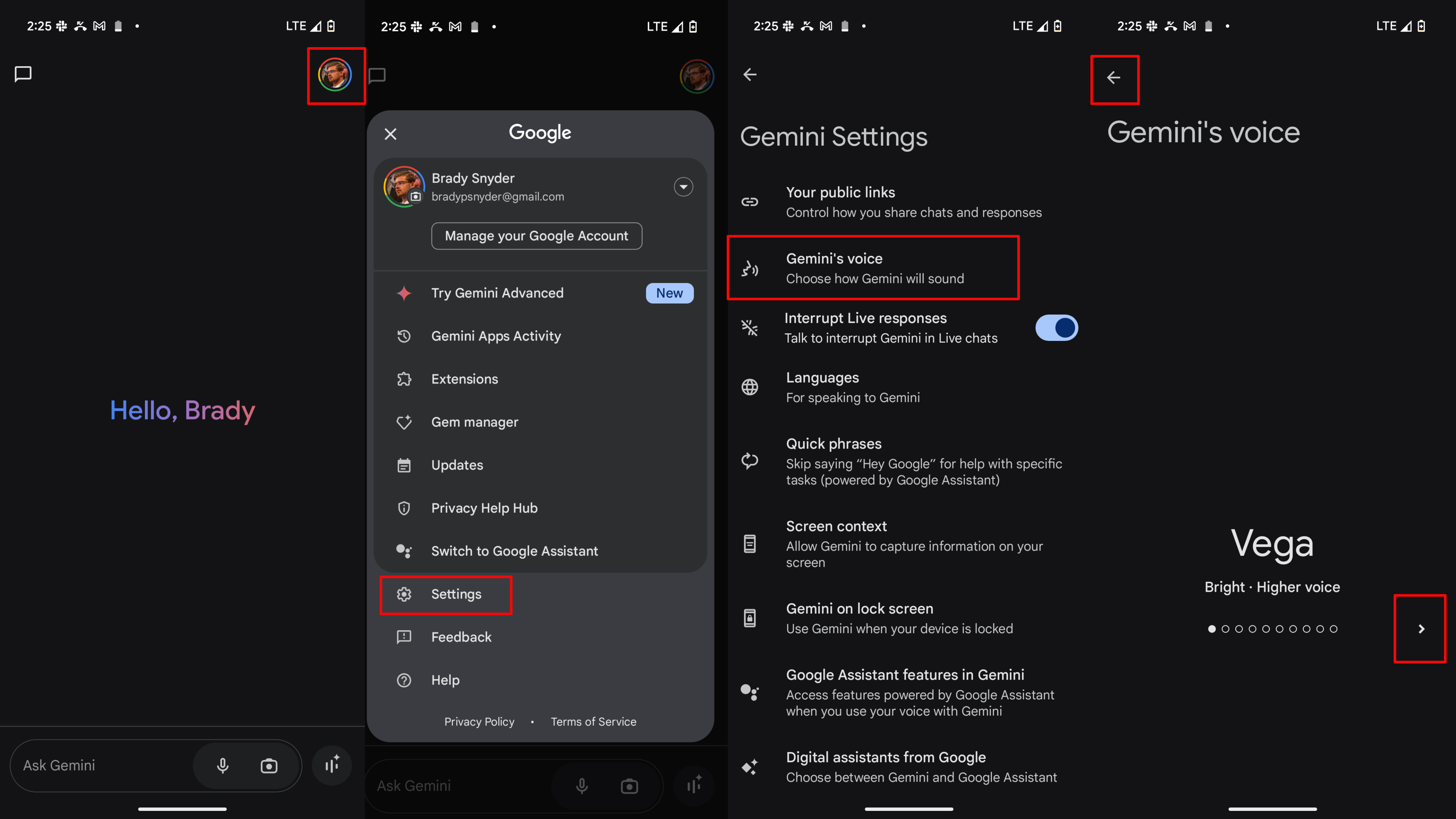 How to change Gemini's voice on Android