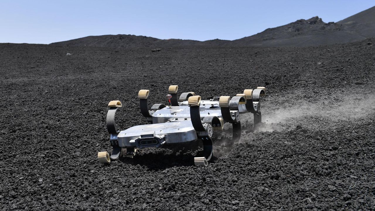 The volcanic gravel on Mount Etna has a similar texture to the lunar soil and is similarly challenging to navigate.