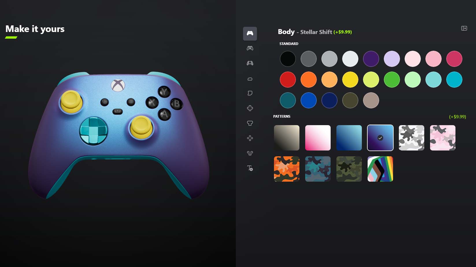 Erstellen Sie einen benutzerdefinierten Xbox-Controller mit den Farben der Shift-Serie.