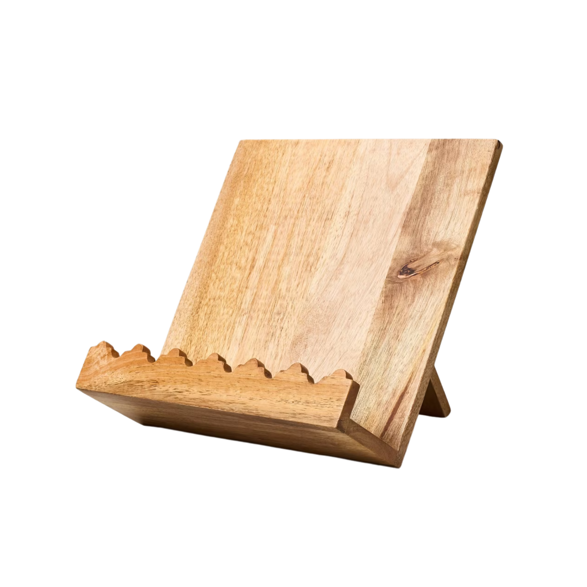 a wood cookbook stand