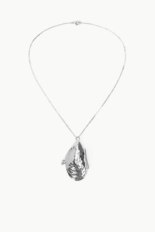 Staud Shell Pill Case Necklace Silver