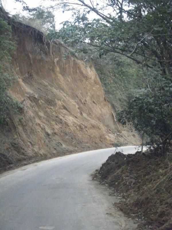 Recent landslide damage - after being cleared by a bulldozer